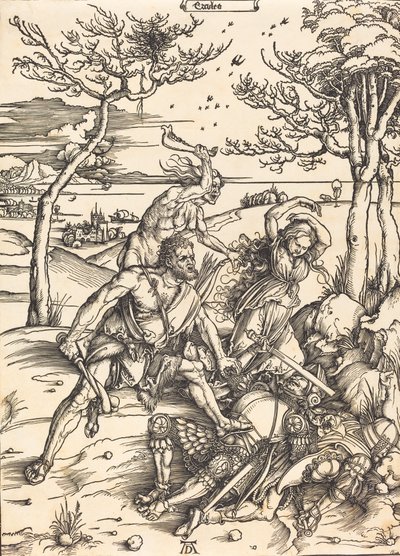 Hercules Overwint Cacus, ca. 1496 door Albrecht Dürer