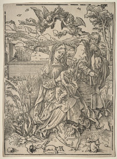 Heilige Familie met de drie hazen door Albrecht Dürer