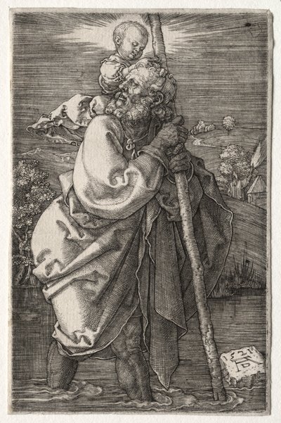 Sint-Christoffel, naar links kijkend, 1521 door Albrecht Dürer