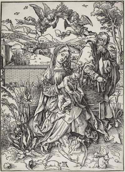 De Heilige Familie met Drie Hazen door Albrecht Dürer