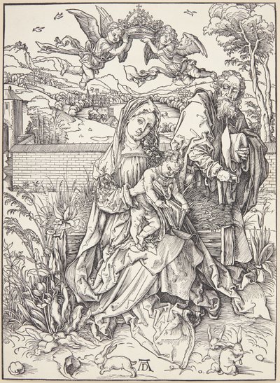 De Heilige Familie met drie hazen door Albrecht Dürer