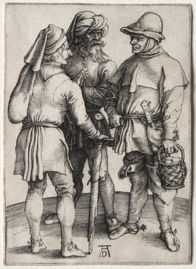 Drie boeren in gesprek door Albrecht Dürer