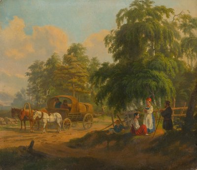 Landschap met Russische Troika, 1801 door Aleksei Gavrilovich Venetsianov