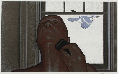 Kunstenaar en Blauwe Gaai door Alex Colville