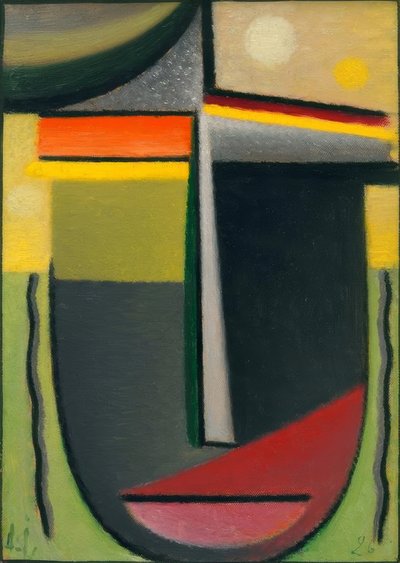 Abstract hoofd: Innerlijke blik groen – goud door Alexej von Jawlensky