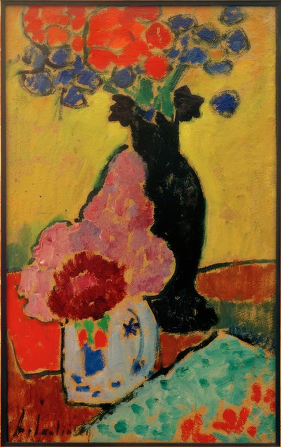 Stilleven met zwarte vaas door Alexej von Jawlensky