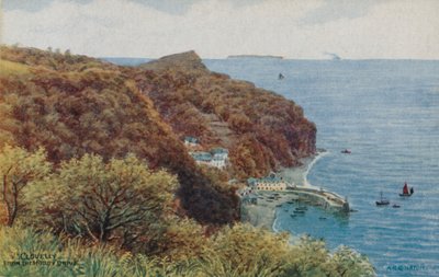 Clovelly vanaf Hobby Drive (kleur litho) door Alfred Robert Quinton