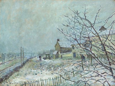 Eerste sneeuw in Veneux-Nadon door Alfred Sisley