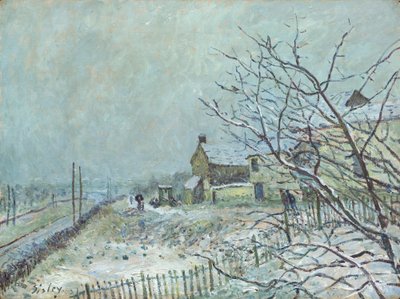 Eerste Sneeuw in Veneux-Nadon door Alfred Sisley