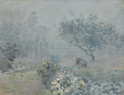 Mist, Voisins, 1874 door Alfred Sisley