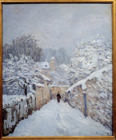 Sneeuw in Louveciennes door Alfred Sisley