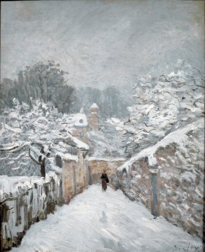 Sneeuw in Louveciennes door Alfred Sisley