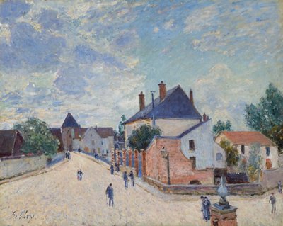 Straat in Moret door Alfred Sisley