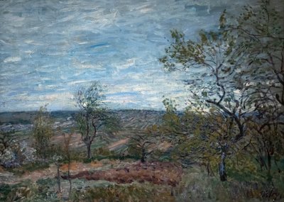 Winderige dag in Veneux door Alfred Sisley