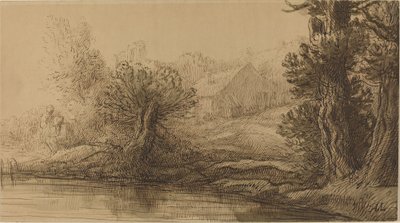 Oever van een rivier door Alphonse Legros