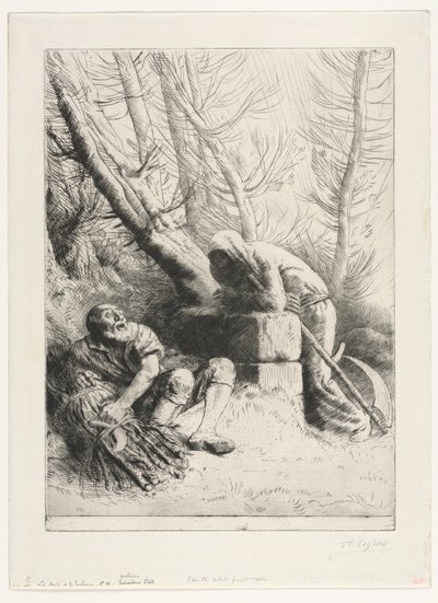 De dood en de houthakker door Alphonse Legros