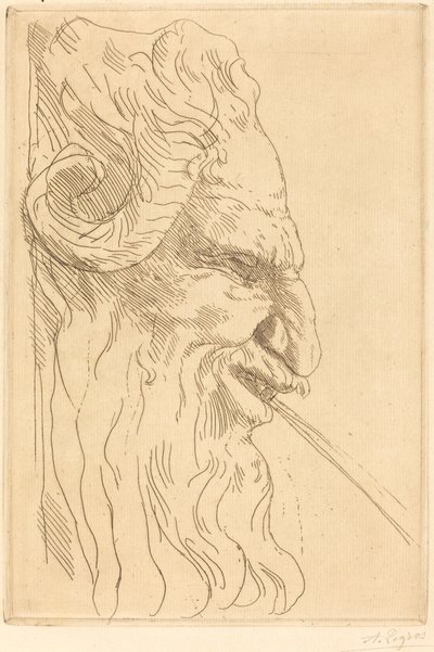 Hoofd van een sater (Tête de satyre) door Alphonse Legros