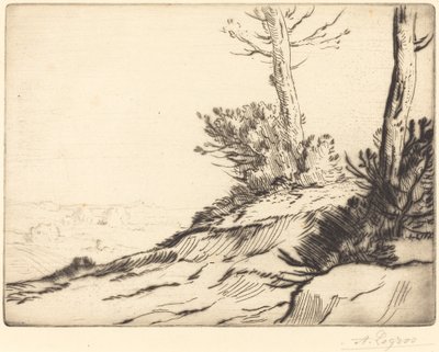 Heuvel met Struiken door Alphonse Legros