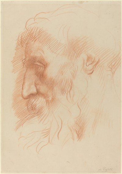 Studie van een Mannenhoofd [recto] door Alphonse Legros