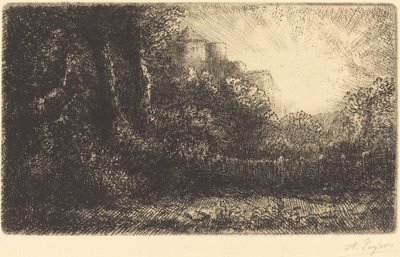 Uitzicht op een kasteel (Chateau de Poillet) door Alphonse Legros