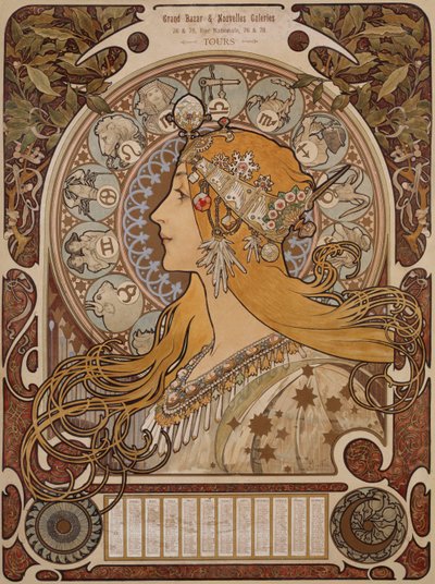 Zodiac, Grand Bazar & Nouvelles Galeries, Tours door Alphonse Mucha