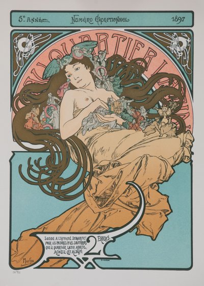 In het Quartier Latin, 1897 door Alphonse Mucha