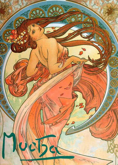 Dans Uit de serie De Kunsten, 1898 door Alphonse Mucha