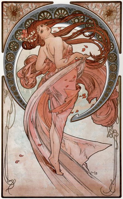 Dans Uit de serie De Kunsten, 1898 door Alphonse Mucha