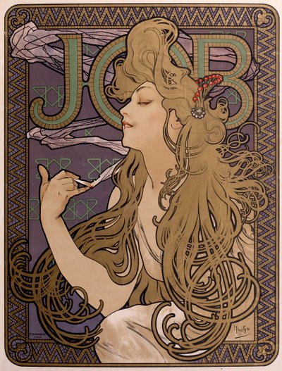 Poster voor Job tissuepapier, 1897 door Alphonse Mucha