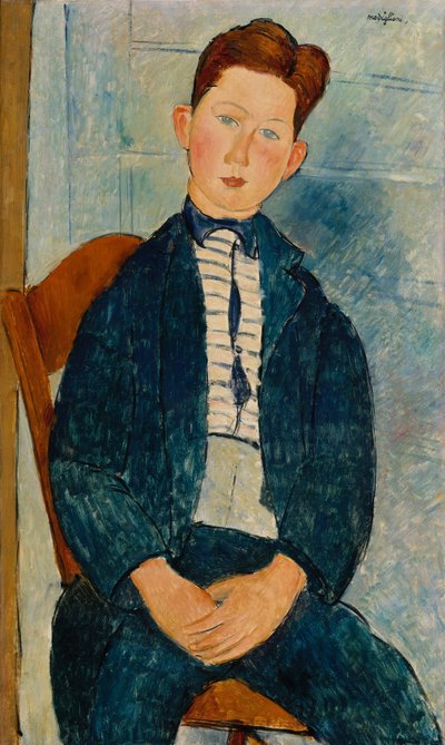 Jongen in een gestreepte trui, 1918 door Amedeo Modigliani