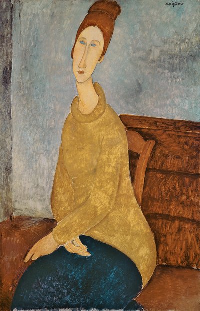 Jeanne Hebuterne in een gele trui door Amedeo Modigliani