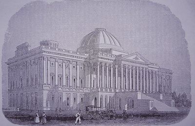 Capitoolgebouw, Washington DC, VS, ca. 1848 (gravure) door American School