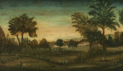 Landschap met gebouwen, eind 18e eeuw door American School