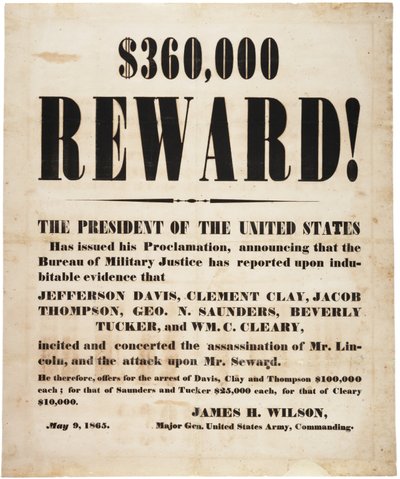 Lincoln moord beloning, 9 mei 1865 door American School