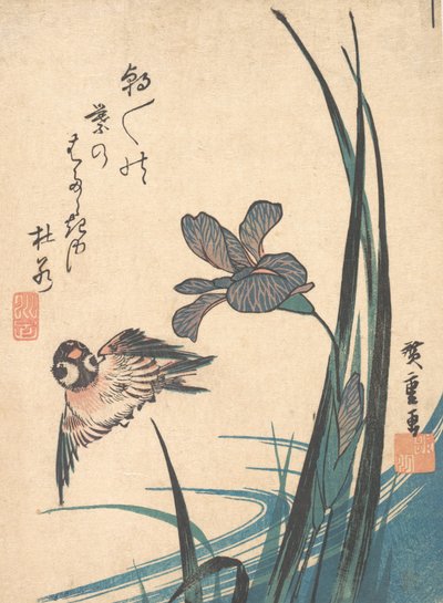 Iris en Mus, ca. 1832 door Ando Hiroshige