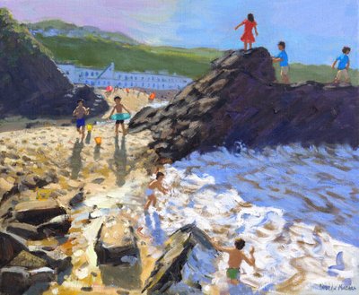 Klimmen op de rotsen, St Ives door Andrew Macara