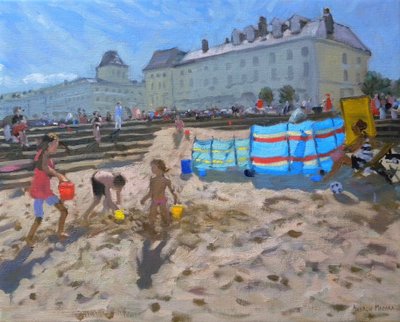 Spelen in het zand, Llandudno, 2010 door Andrew Macara