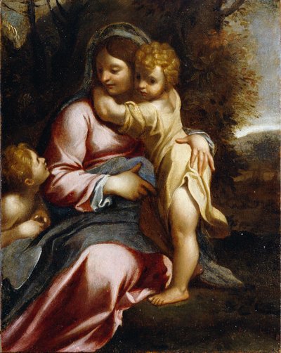 Madonna en kind met Sint Johannes door Annibale Carracci