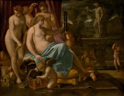 Venus versierd door de Gratiën door Annibale Carracci