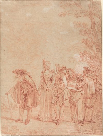 De huwelijksstoet door Antoine Watteau