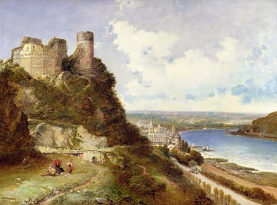 Oberwesel Kasteel en Schonberg Rijn, Duitsland door Arthur Joseph Meadows