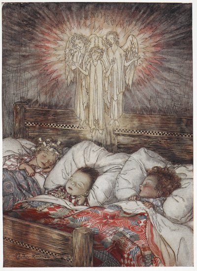 Slapende en dromende kinderen door Arthur Rackham