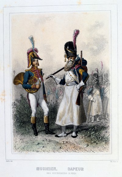 Muzikant en Sapper van de Grenadiers-à-Pied door Auguste Raffet