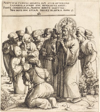 De opwekking van Lazarus, 1545 door Augustin Hirschvogel