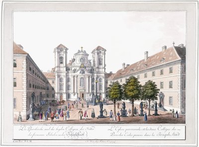 Kerk en twee scholen in Josefstadt, 1779-1792 door Austrian School