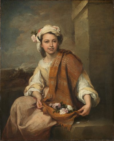 Het bloemenmeisje door Bartolomé Esteban Murillo