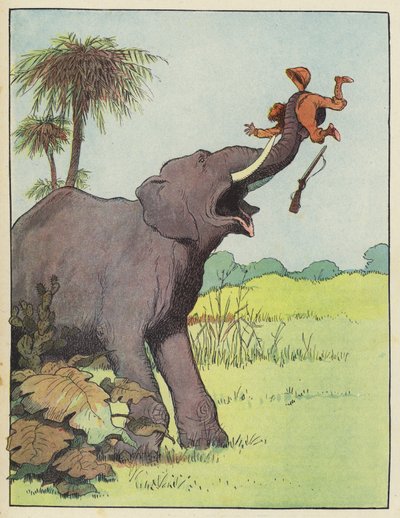 Olifant valt een jager aan door Benjamin Rabier