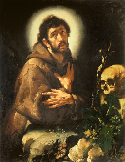 St. Franciscus in extase, c.1615-18 door Bernardo Strozzi