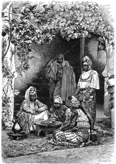 Een Arabische familie uit Tlemcen, Algerije, ca. 1890 door Auguste Bertrand