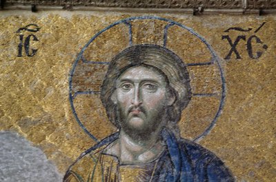 Deesis Christus in Hagia Sophia (mozaïek) door Byzantine